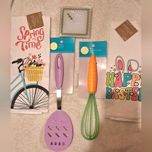 Easter Spring Bundle, Wilton Wisk&Turner,2Towels,4Olive Coasters NWT